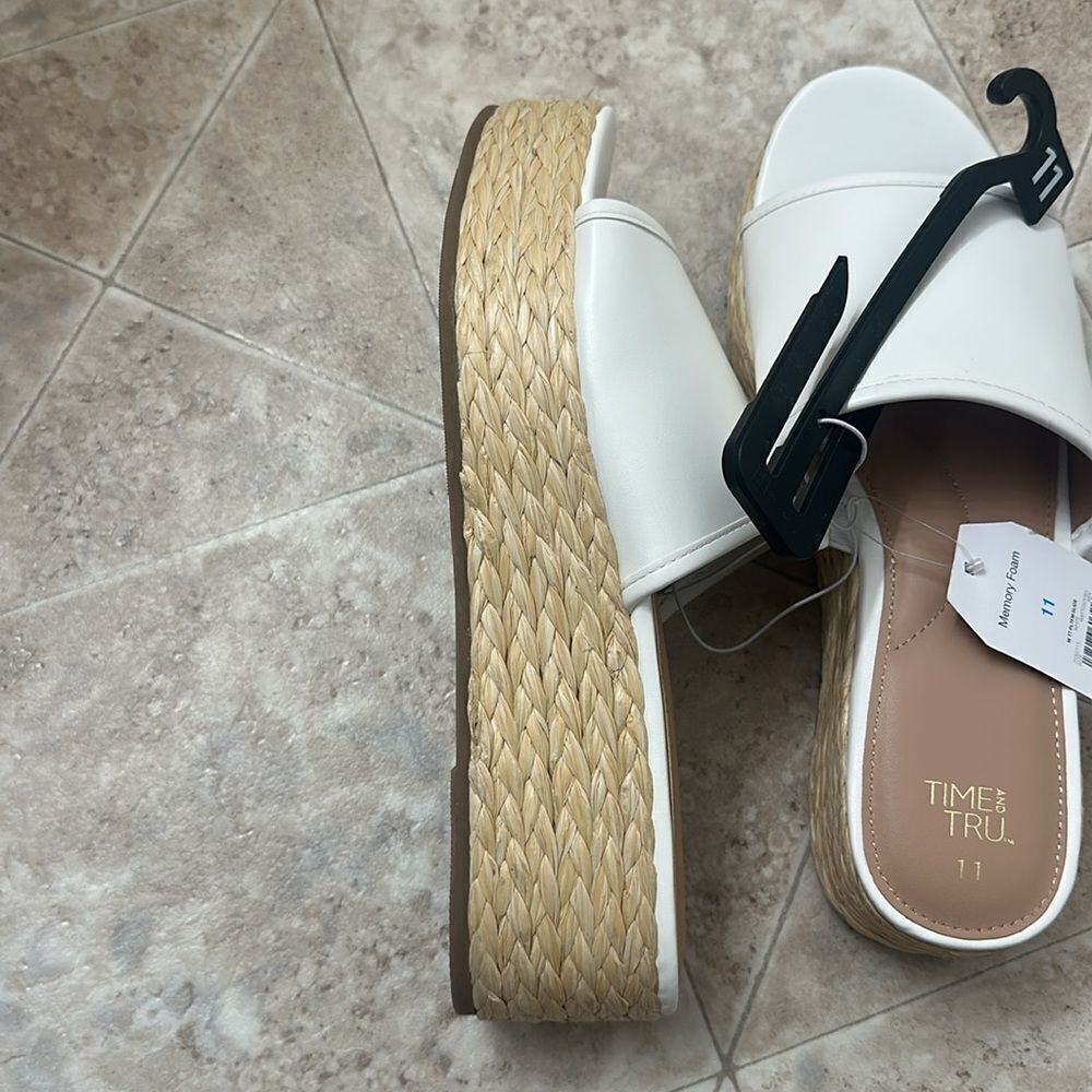 Time and Tru Women's Raffia Platform Slide Sandals Size 11 - Picture 2 of 2